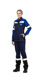 Костюм женский летний ВИВАТ синий /васильковый (куртка+брюки) купить в Красноярске по низкой цене