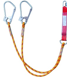 Строп аВд+Кс (исп.3) двойной из каната 2м с амортизатором, с двумя большими монтажными и одним соединительным карабином  купить в Красноярске по низкой цене