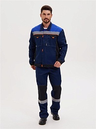 Костюм мужской летний МОДУЛЬ синий/черн/василек (куртка+брюки) купить в Красноярске по низкой цене