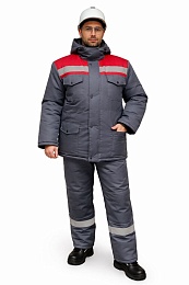 Костюм мужской зимний ОПЗ серый/красный (куртка+полукомбинезон) купить в Красноярске по низкой цене Костюм мужской зимний ОПЗ серый/красный (куртка+полукомбинезон) купить в Красноярске по низкой цене
