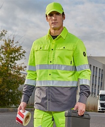 Куртка-рубашка сигнальная "Блазар" (фл.-желтый с т. серой отделкой) купить в Красноярске по низкой цене