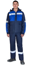 Костюм мужской летний СИРИУС-ПЕТРОЛ, т.синий с васильковым и СОП (куртка+полукомбинезон)  купить в Красноярске по низкой цене