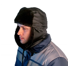 Шапка ушанка АНТИФРОСТ черная подклад бязь универсальный размер купить в Красноярске по низкой цене